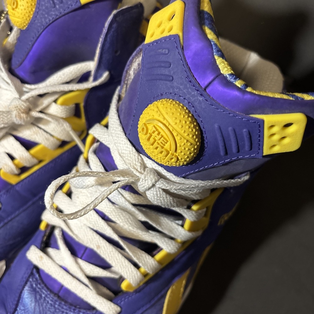 Reebok Shaq Attaq Pump lakers Purple‎ Yellow Men's Size 12 Shaquille O'Neal - Picture 10 of 16